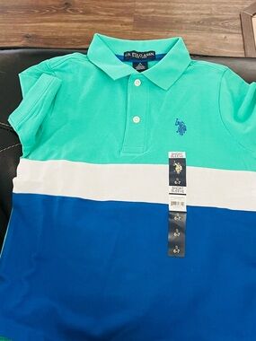 U.S. Polo Assn. Mint, White & Royals Blue Colorblock Polo
